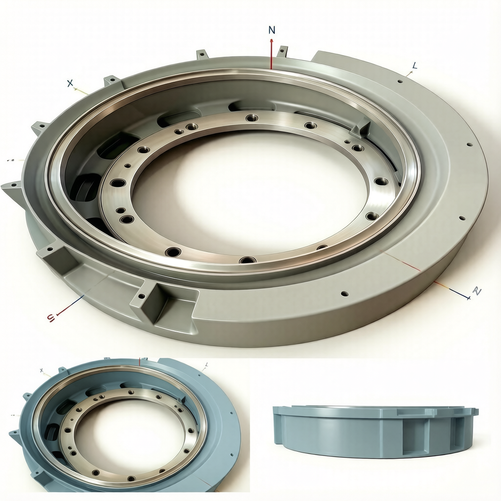 Crusher counterweight casting with flame fusing hardfacing wear-resistant layer, mining cone crusher spare component engineering drawing